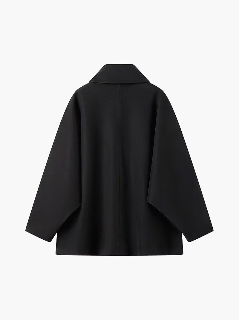 Women's Wool Blend Short Coat - Single Button Spread Collar Coat