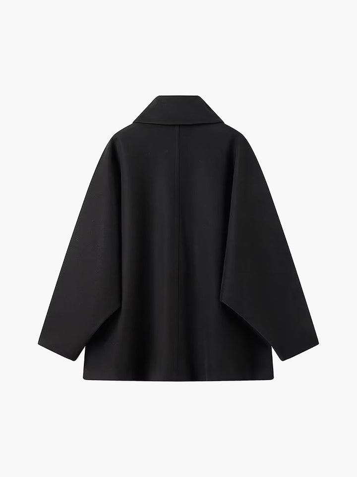 Women's Wool Blend Short Coat - Single Button Spread Collar Coat