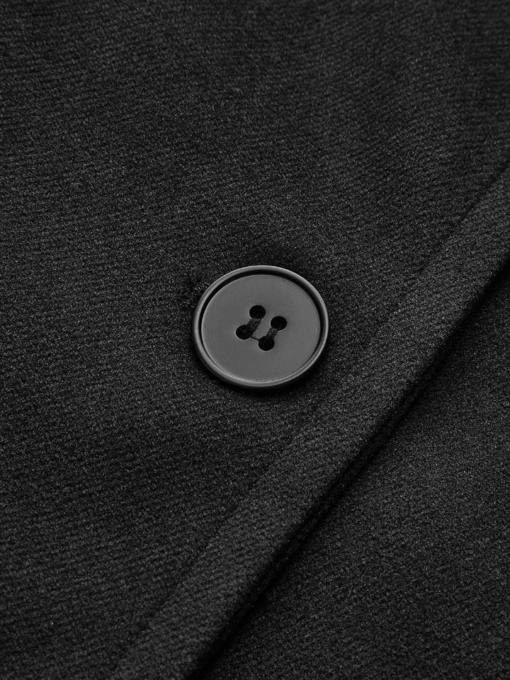 Women's Wool Blend Short Coat - Single Button Spread Collar Coat