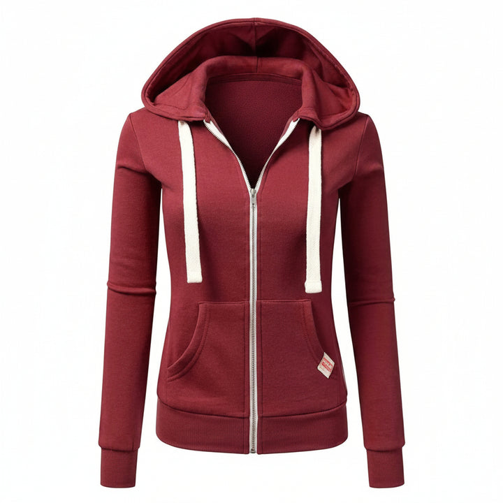 Women's Zip Up Hoodie - Drawstring Hood