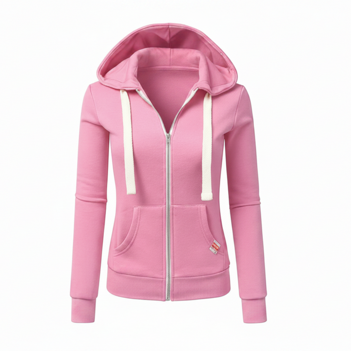 Women's Zip Up Hoodie - Drawstring Hood
