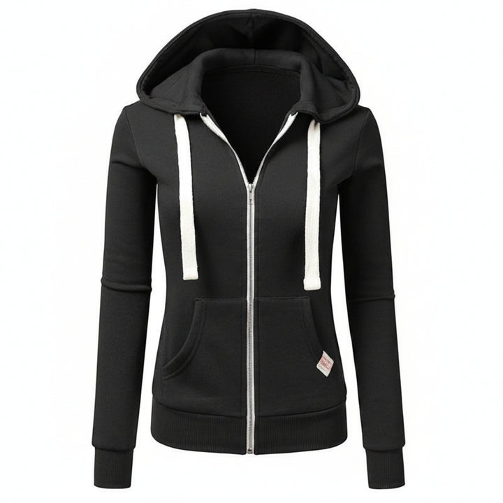 Women's Zip Up Hoodie - Drawstring Hood