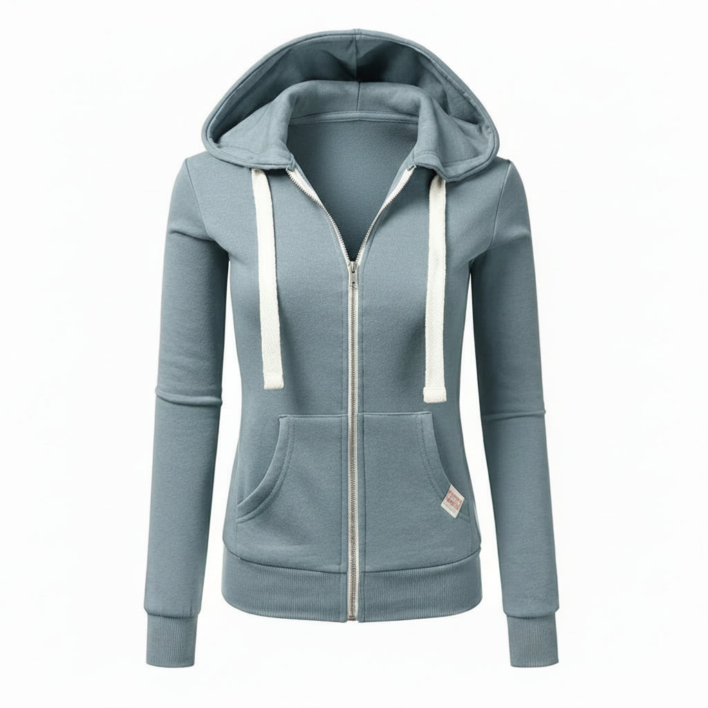 Women's Zip Up Hoodie - Drawstring Hood