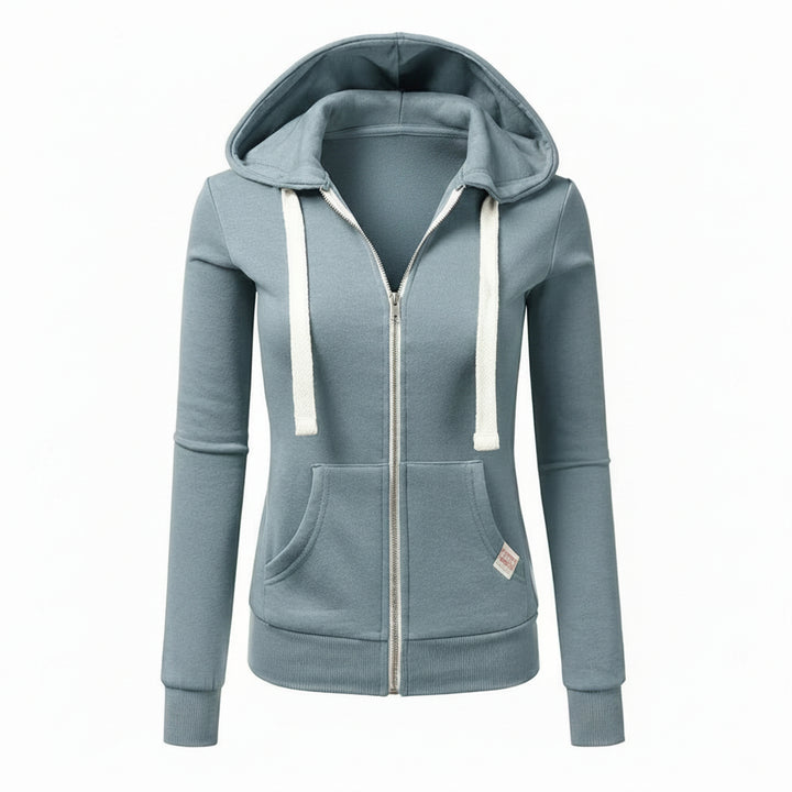Women's Zip Up Hoodie - Drawstring Hood