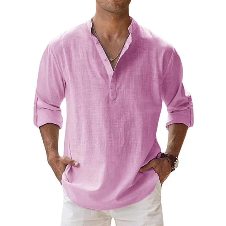 Men's Henley Shirt - Relaxed Fit Button Placket