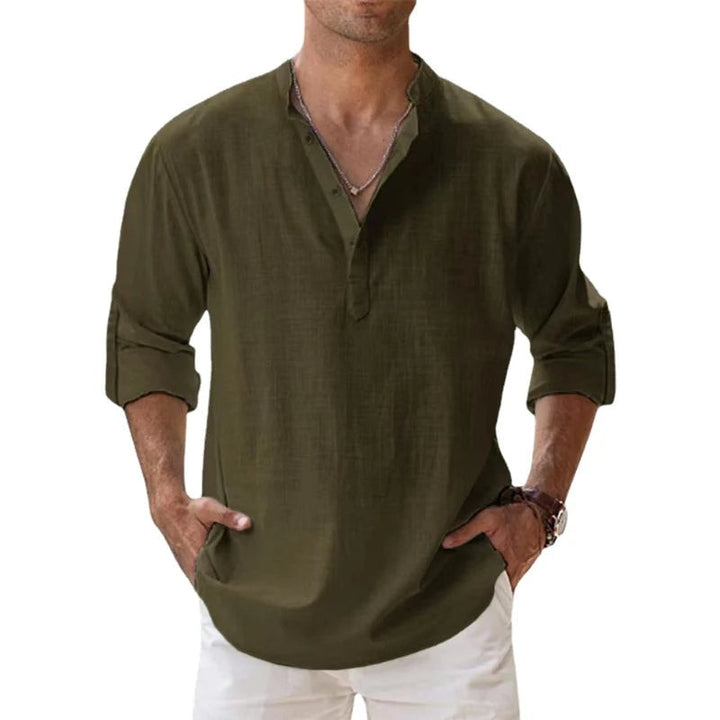 Men's Henley Shirt - Relaxed Fit Button Placket