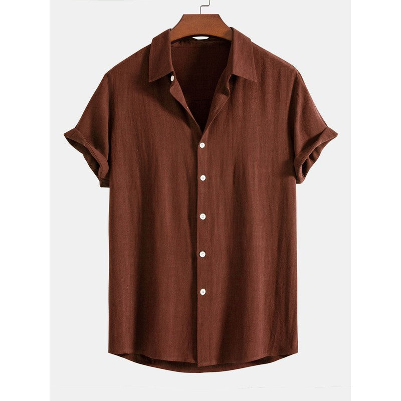 Men's Short Sleeve Button-Up Shirt - Spread Collar