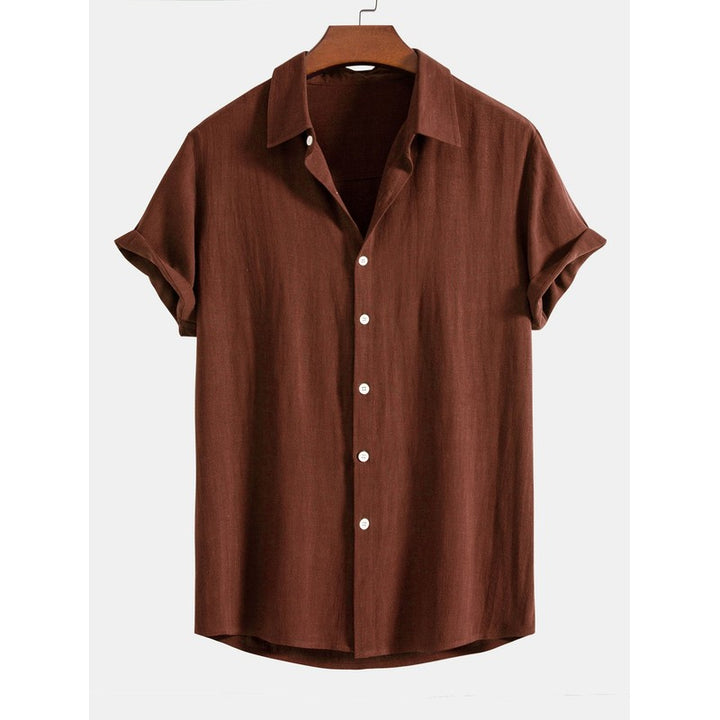 Men's Short Sleeve Button-Up Shirt - Spread Collar