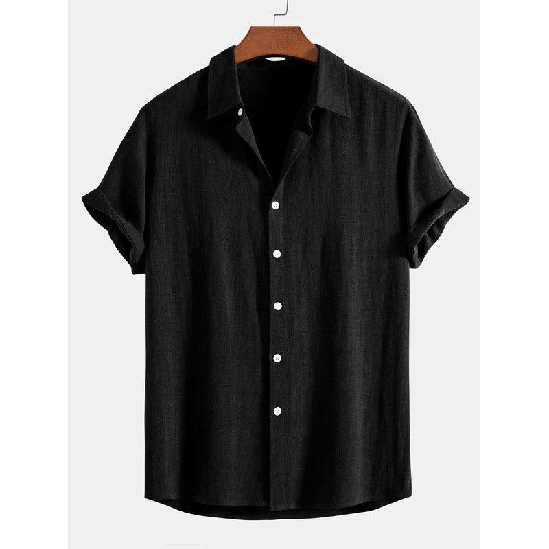 Men's Short Sleeve Button-Up Shirt - Spread Collar