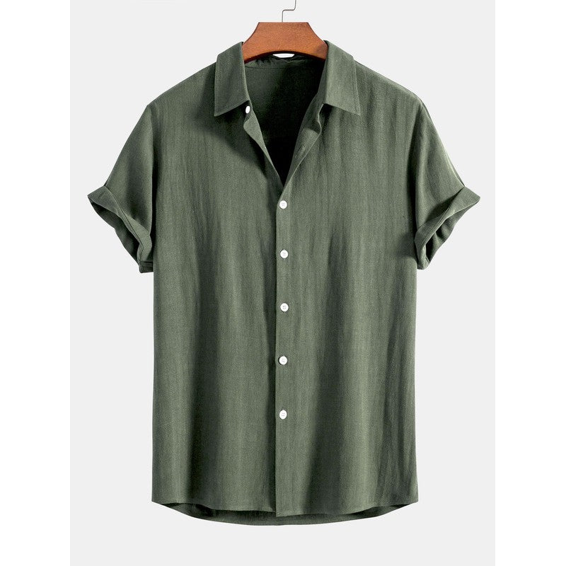 Men's Short Sleeve Button-Up Shirt - Spread Collar
