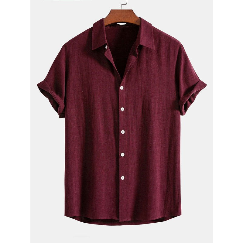 Men's Short Sleeve Button-Up Shirt - Spread Collar