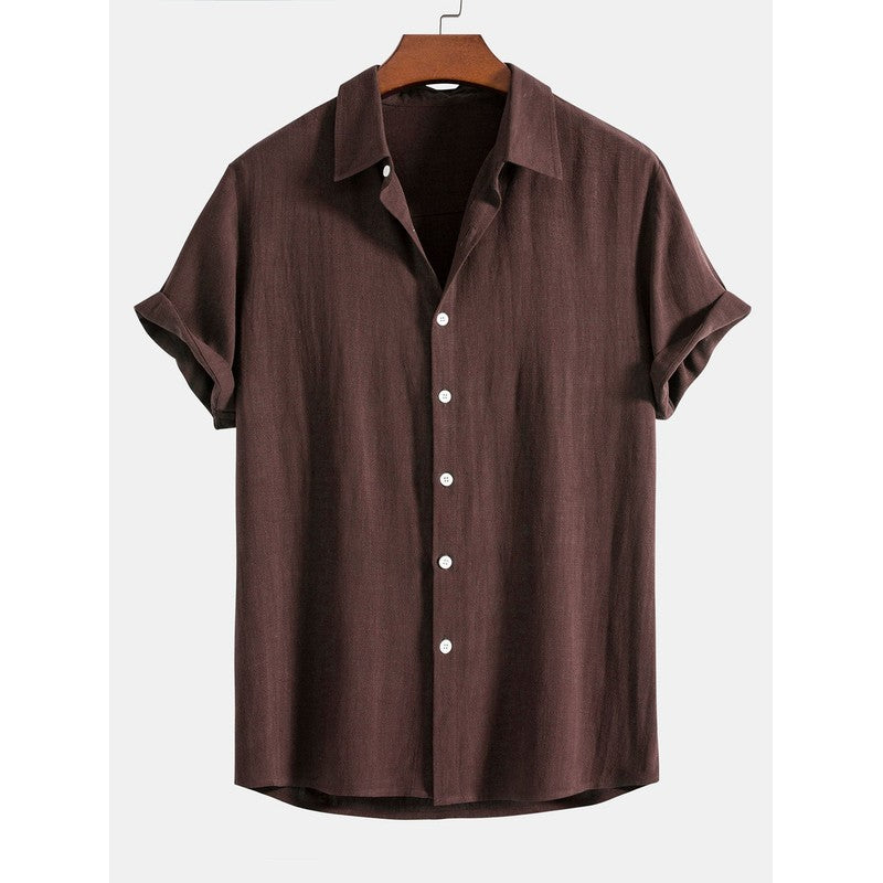 Men's Short Sleeve Button-Up Shirt - Spread Collar