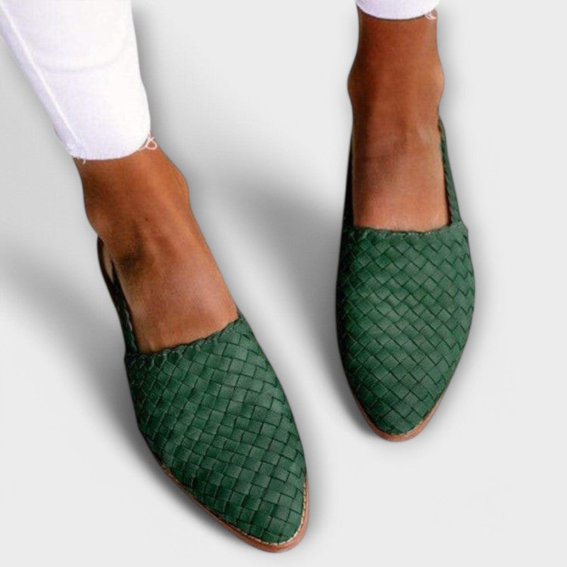 Women's Flat Slingback Shoe - Pointed Toe Adjustable Strap