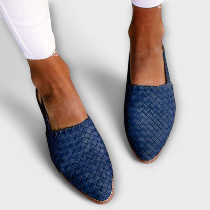 Women's Flat Slingback Shoe - Pointed Toe Adjustable Strap