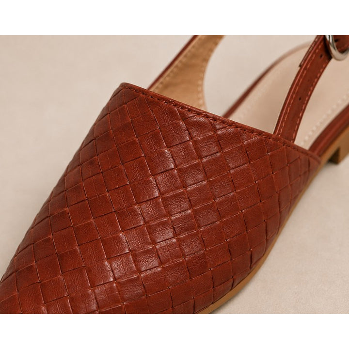 Women's Flat Slingback Shoe - Pointed Toe Adjustable Strap