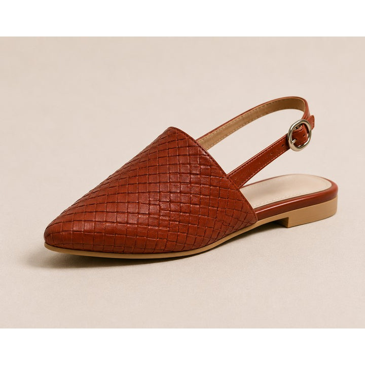 Women's Flat Slingback Shoe - Pointed Toe Adjustable Strap
