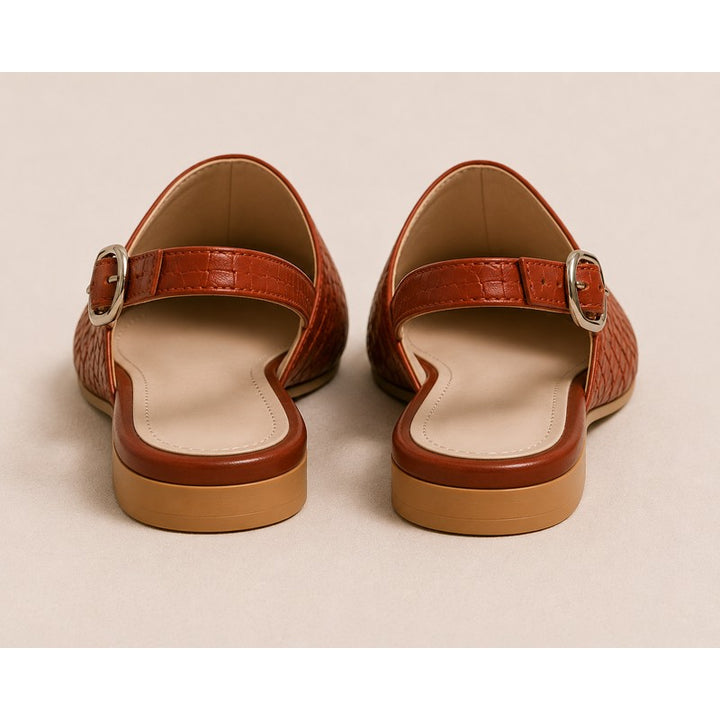 Women's Flat Slingback Shoe - Pointed Toe Adjustable Strap