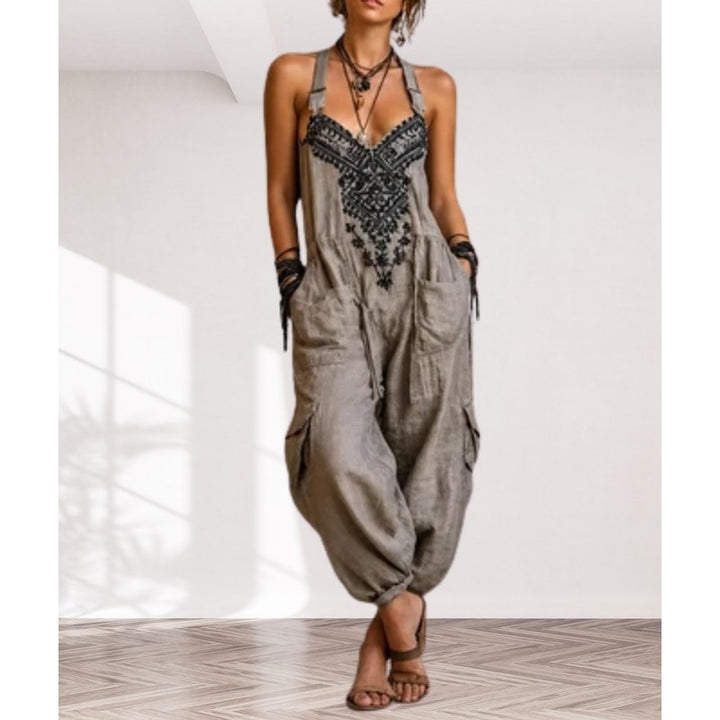 Women's Jumpsuit - V-Neck Drop-Crotch
