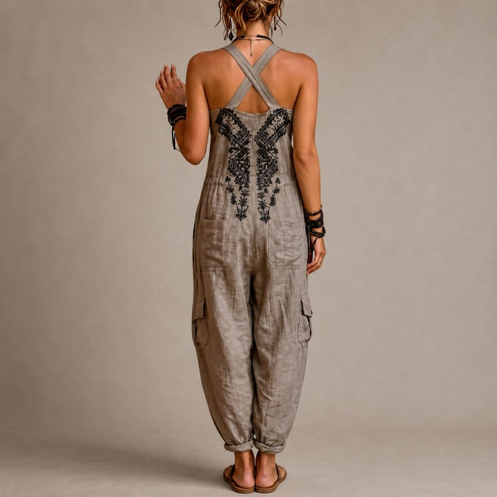 Women's Jumpsuit - V-Neck Drop-Crotch