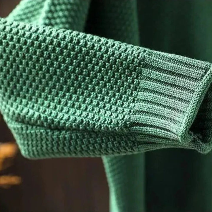 Women's Knit Sweater - Drop Shoulder Mock Neck