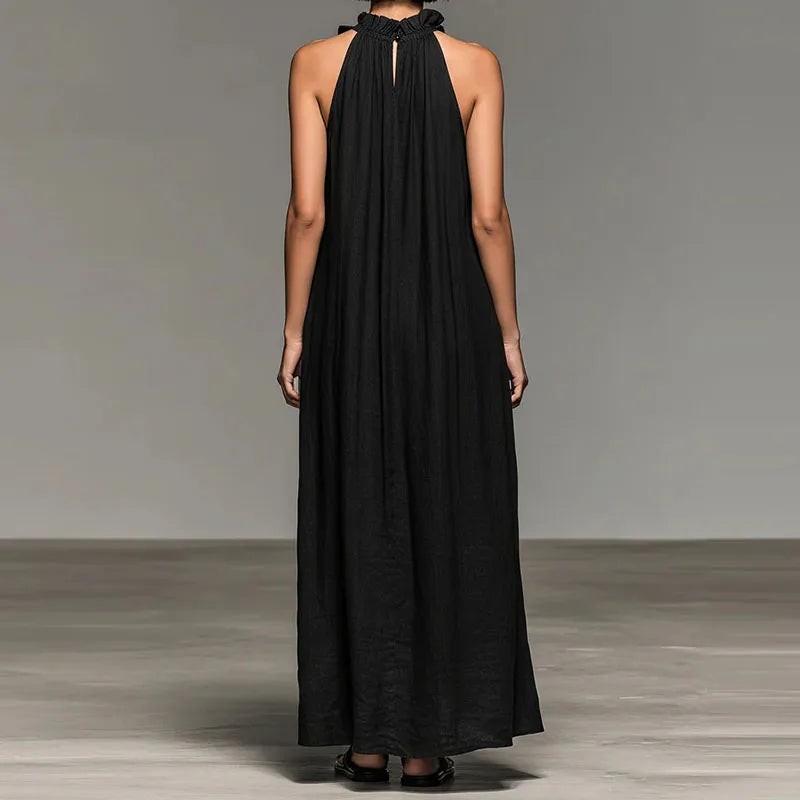 Women's Maxi Dress - Halter Neck Ruffle Detail