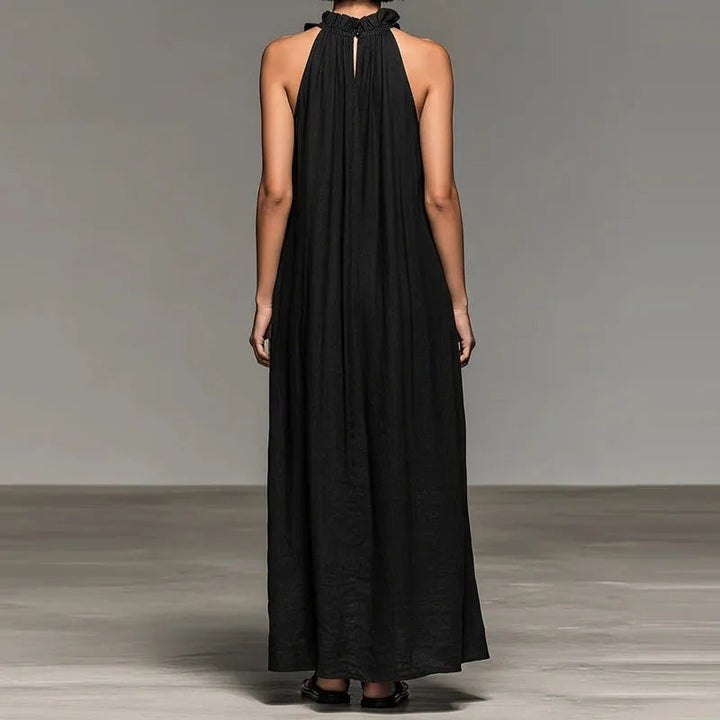 Women's Maxi Dress - Halter Neck Ruffle Detail