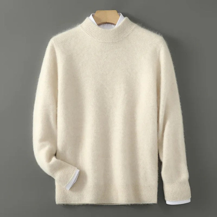 Women's Mock-Neck Knit Sweater - Ribbed Trim