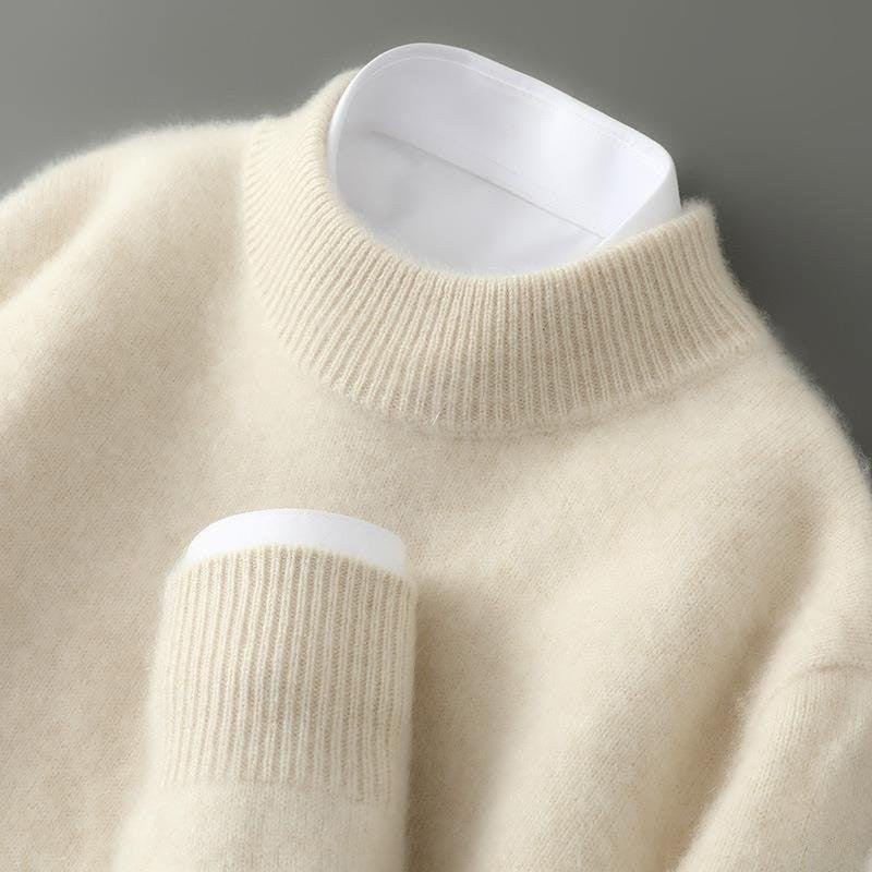 Women's Mock-Neck Knit Sweater - Ribbed Trim