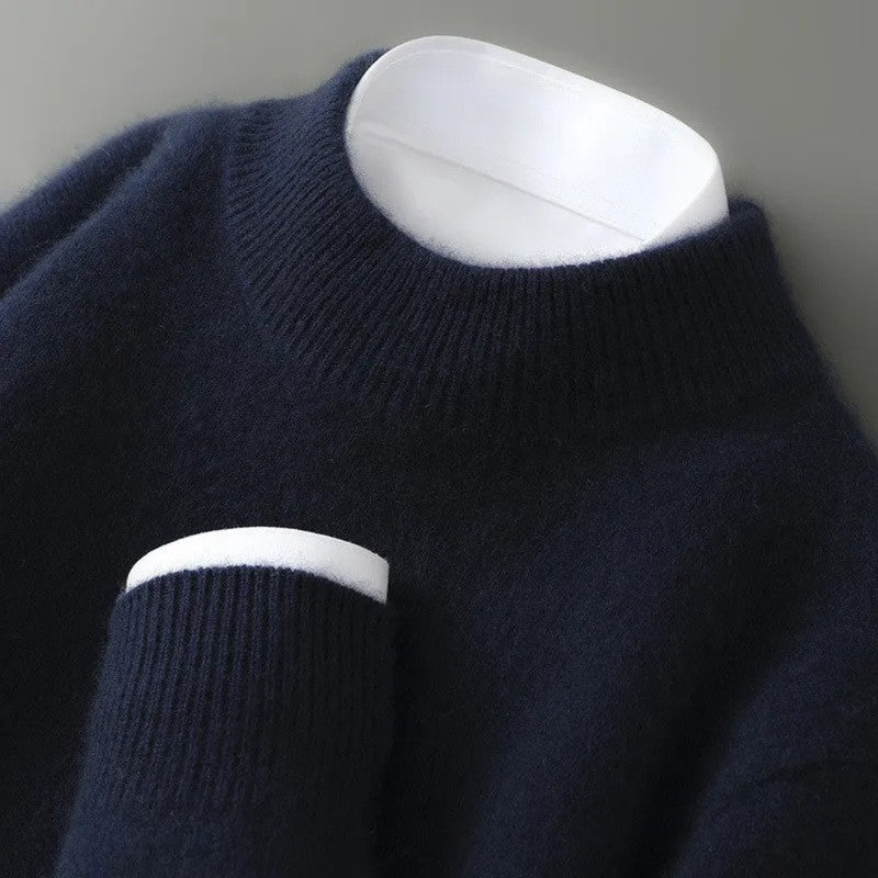 Women's Mock-Neck Knit Sweater - Ribbed Trim