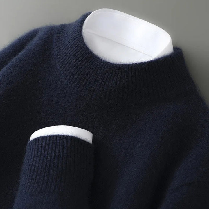 Women's Mock-Neck Knit Sweater - Ribbed Trim