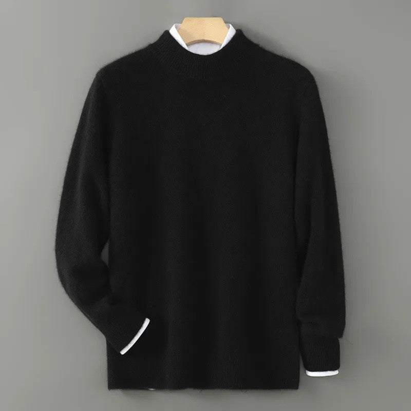 Women's Mock-Neck Knit Sweater - Ribbed Trim