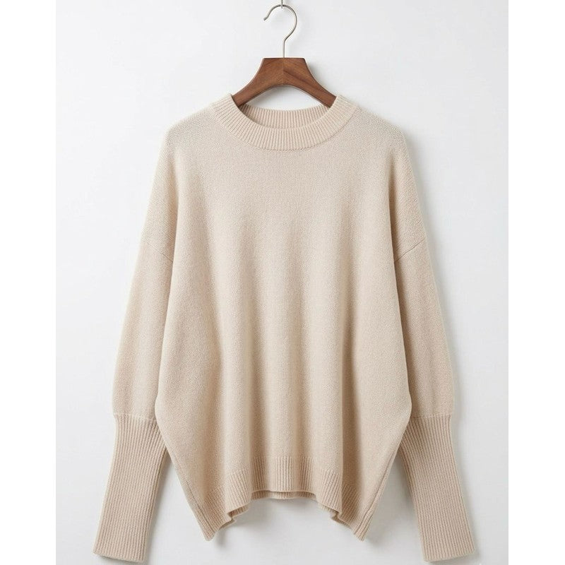 Women's Oversized -Blend Jumper - Dropped Shoulder Ribbed Hem