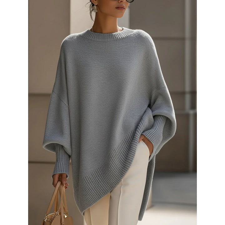 Women's Oversized -Blend Jumper - Dropped Shoulder Ribbed Hem