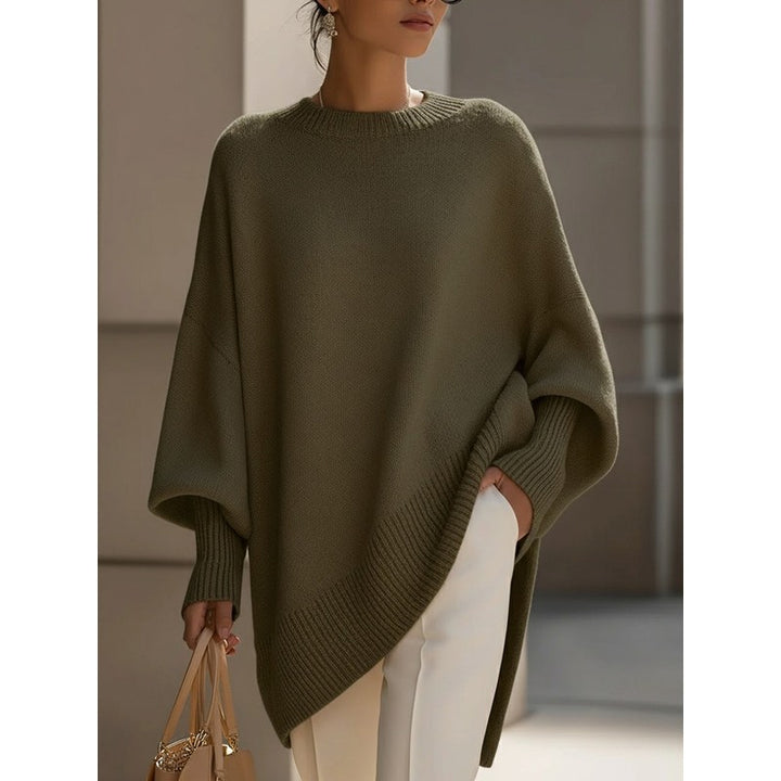 Women's Oversized -Blend Jumper - Dropped Shoulder Ribbed Hem