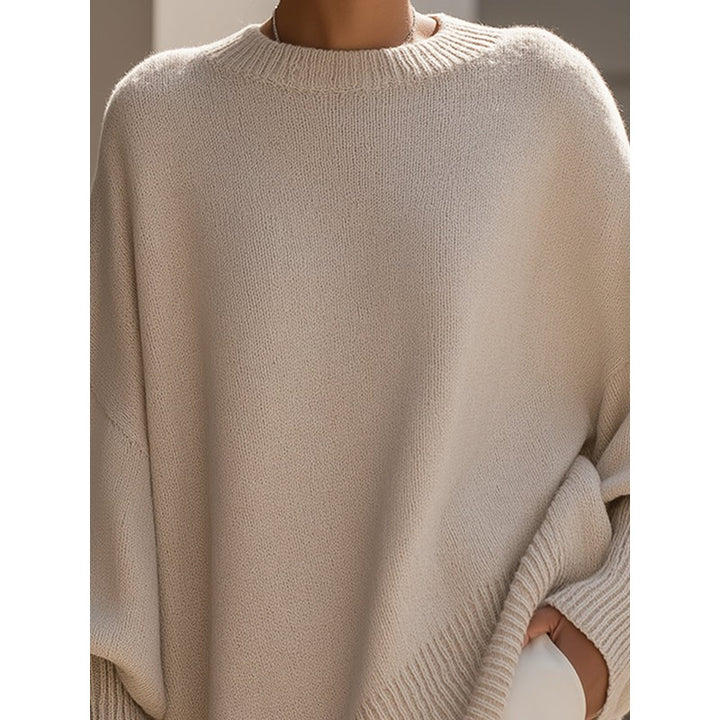 Women's Oversized -Blend Jumper - Dropped Shoulder Ribbed Hem