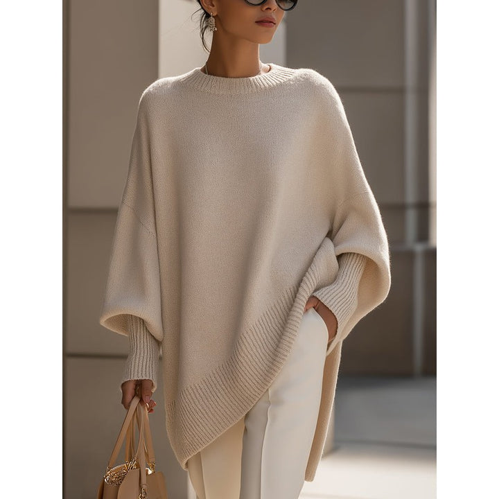 Women's Oversized -Blend Jumper - Dropped Shoulder Ribbed Hem