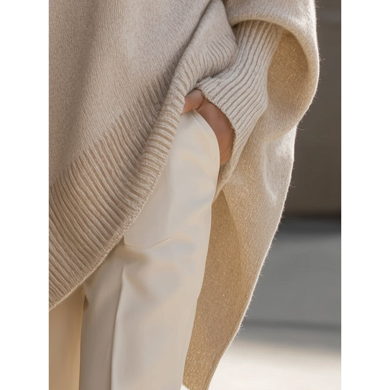 Women's Oversized -Blend Jumper - Dropped Shoulder Ribbed Hem