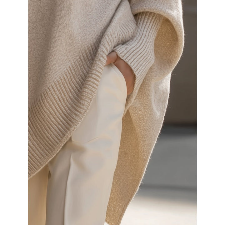 Women's Oversized -Blend Jumper - Dropped Shoulder Ribbed Hem