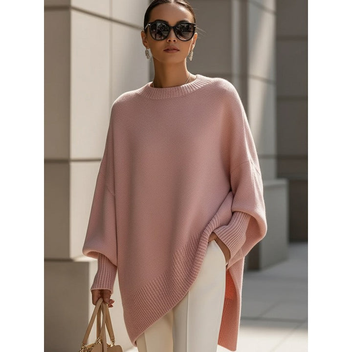 Women's Oversized -Blend Jumper - Dropped Shoulder Ribbed Hem