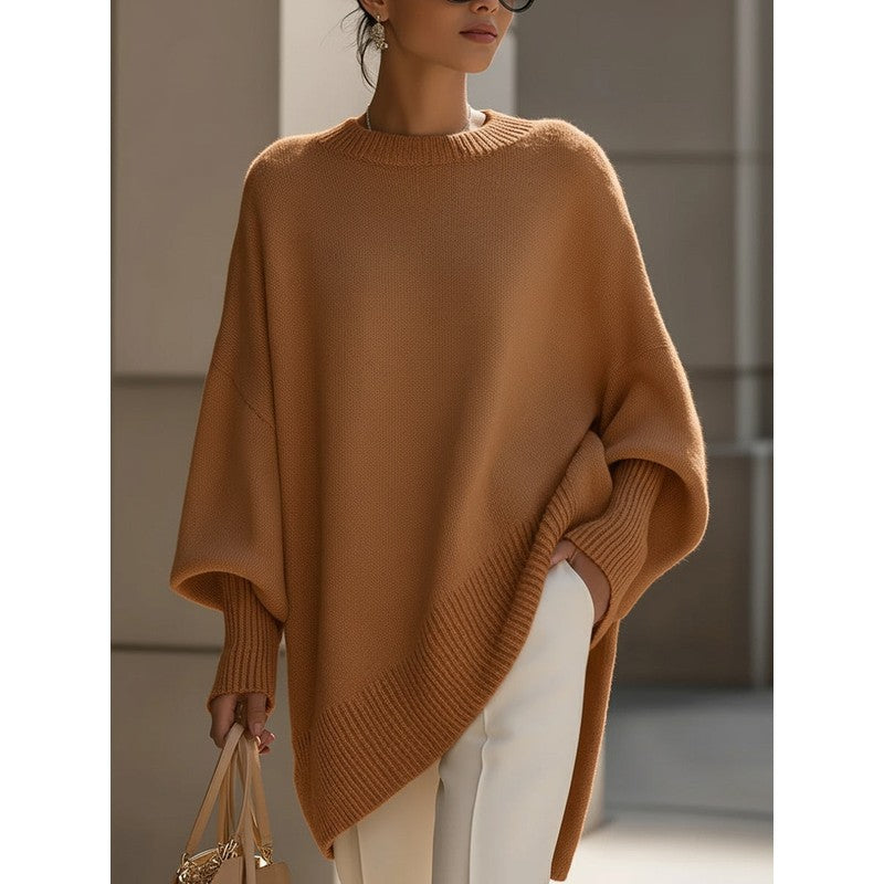 Women's Oversized -Blend Jumper - Dropped Shoulder Ribbed Hem