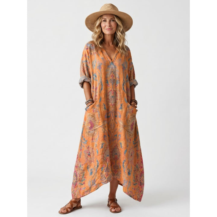 Women's Oversized Midi Dress - Paisley Print