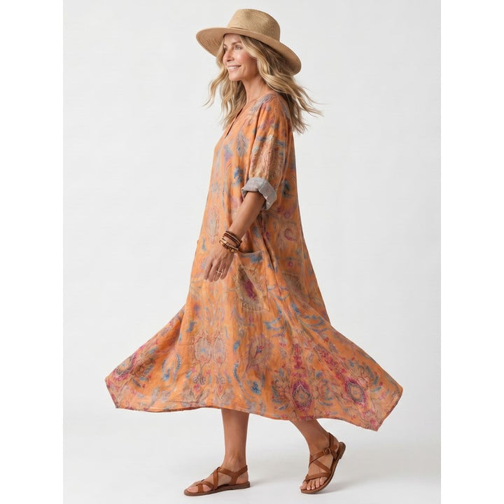 Women's Oversized Midi Dress - Paisley Print