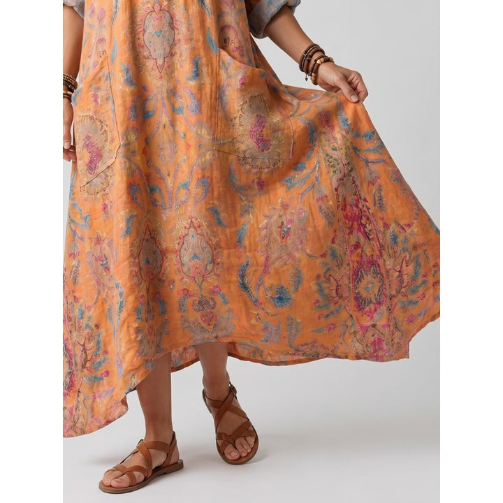 Women's Oversized Midi Dress - Paisley Print