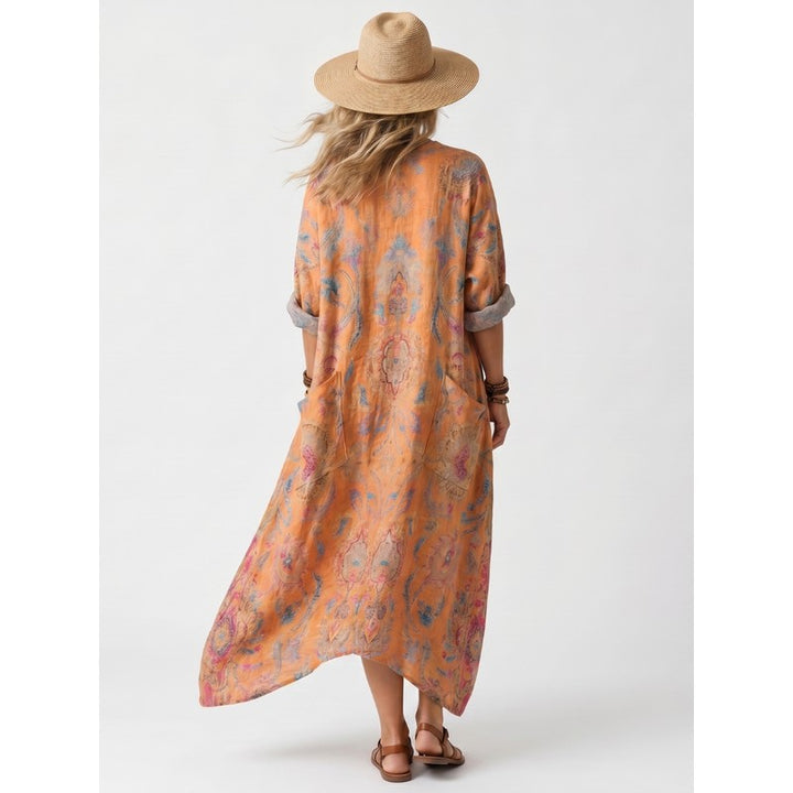 Women's Oversized Midi Dress - Paisley Print
