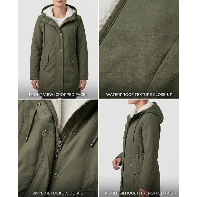 Women's Parka - Mid-Thigh Length with Storm Hood