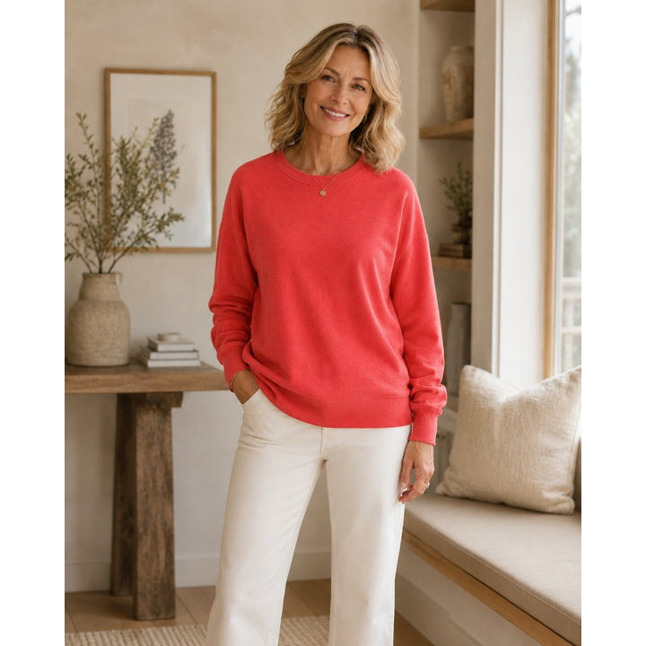 Women's Pullover Sweater - Crew Neck Ribbed Hem