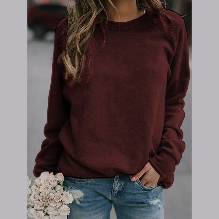 Women's Pullover Sweater - Crew Neck Ribbed Hem