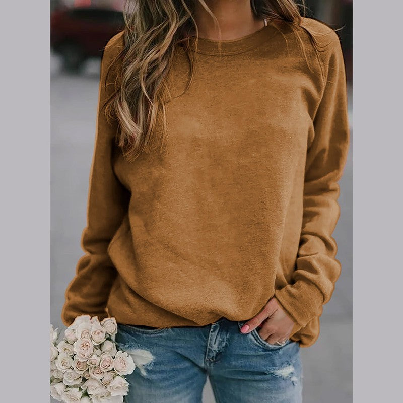 Women's Pullover Sweater - Crew Neck Ribbed Hem