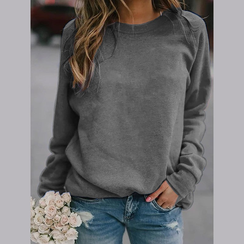 Women's Pullover Sweater - Crew Neck Ribbed Hem