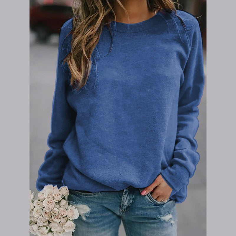 Women's Pullover Sweater - Crew Neck Ribbed Hem